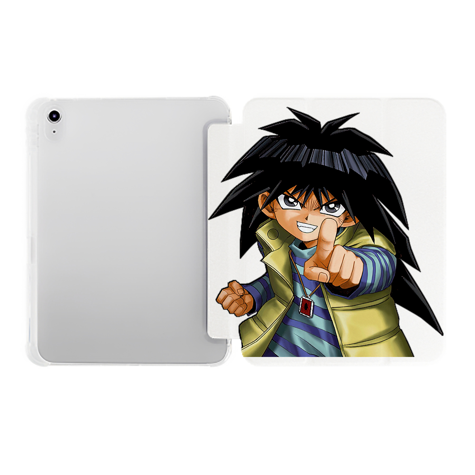 （画像用） 遊☆戯☆王 Yu-Gi-Oh! IPad ケース ペン収納付き 三つ折りスタンド PUレザー×シリコン 対応機種9.5/10.5/10.9インチ